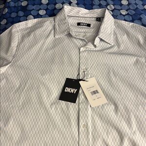 DKNY Gray Geometric Men's Dress Shirt